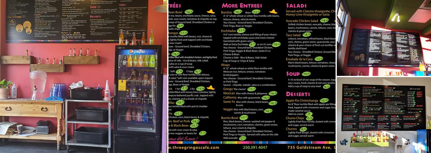 Three Gringos Mexican Grill Menu