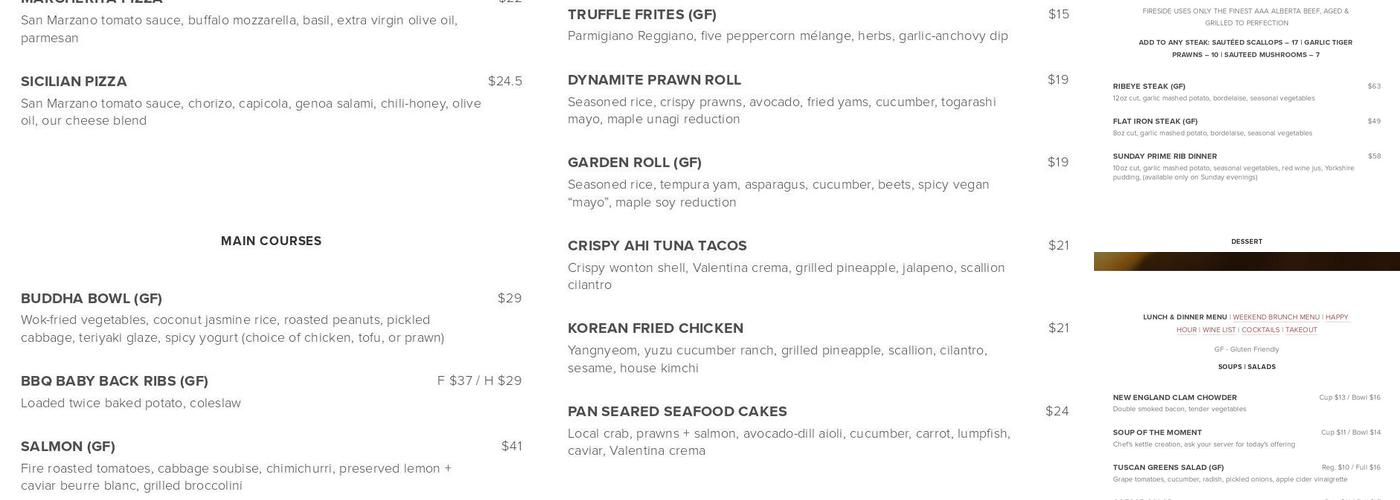 Fireside Grill Menu