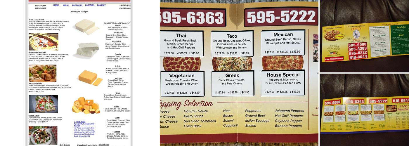 Athena pizza Menu