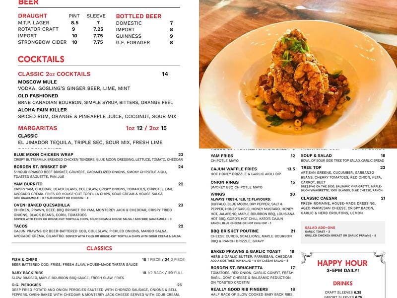 The Monkey Tree Pub Menu