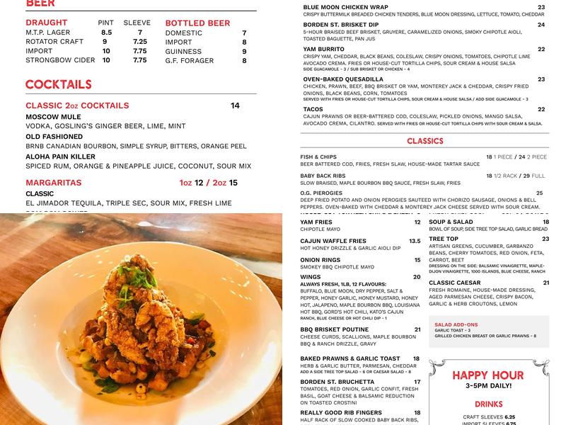 The Monkey Tree Pub Menu