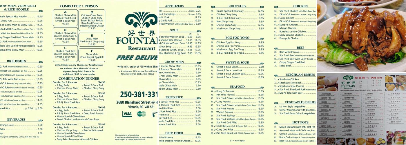 Fountain Restaurant Menu