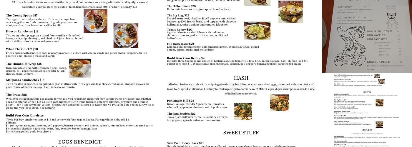 Spoons Diner Menu