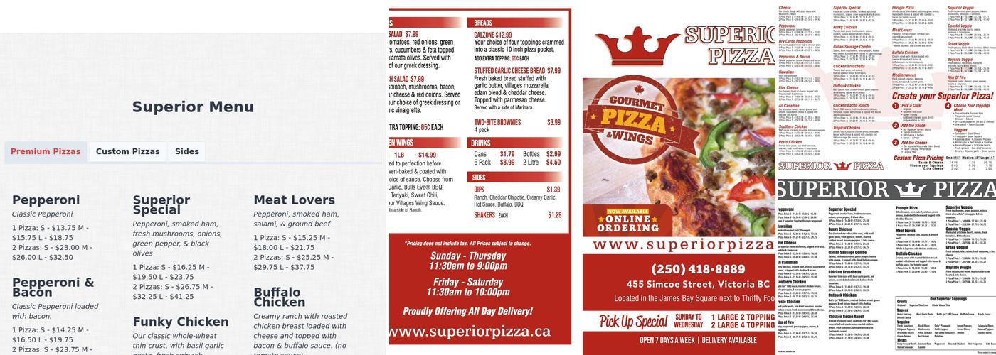 Superior Pizza Menu