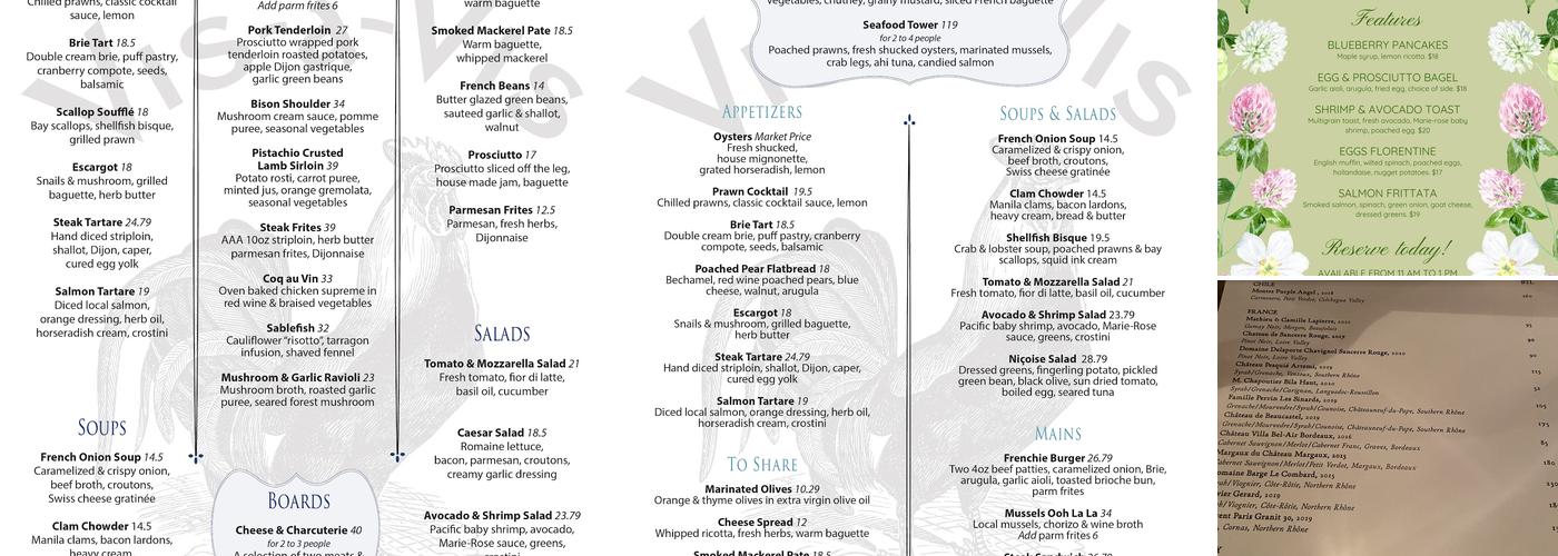 Vis-à-Vis Menu