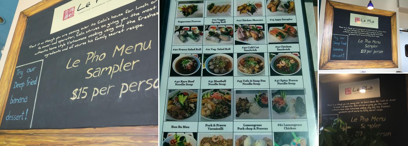 Le Pho Menu