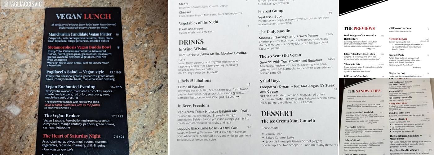 Pagliacci's Menu