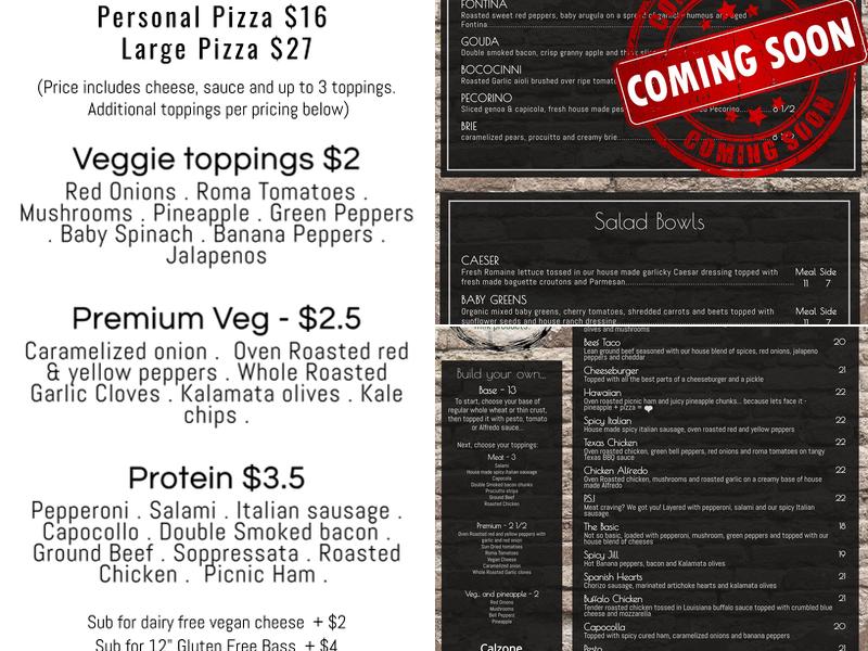 Brickyard Pizza Menu