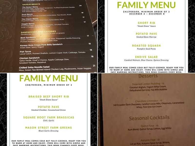 Saveur Restaurant Menu