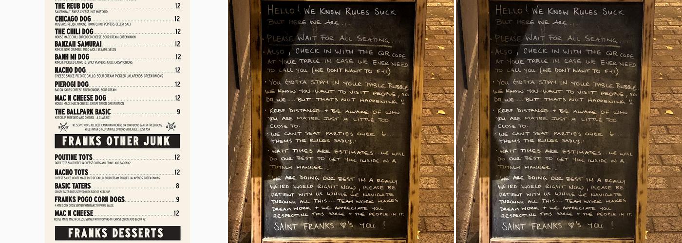 Saint Franks Menu