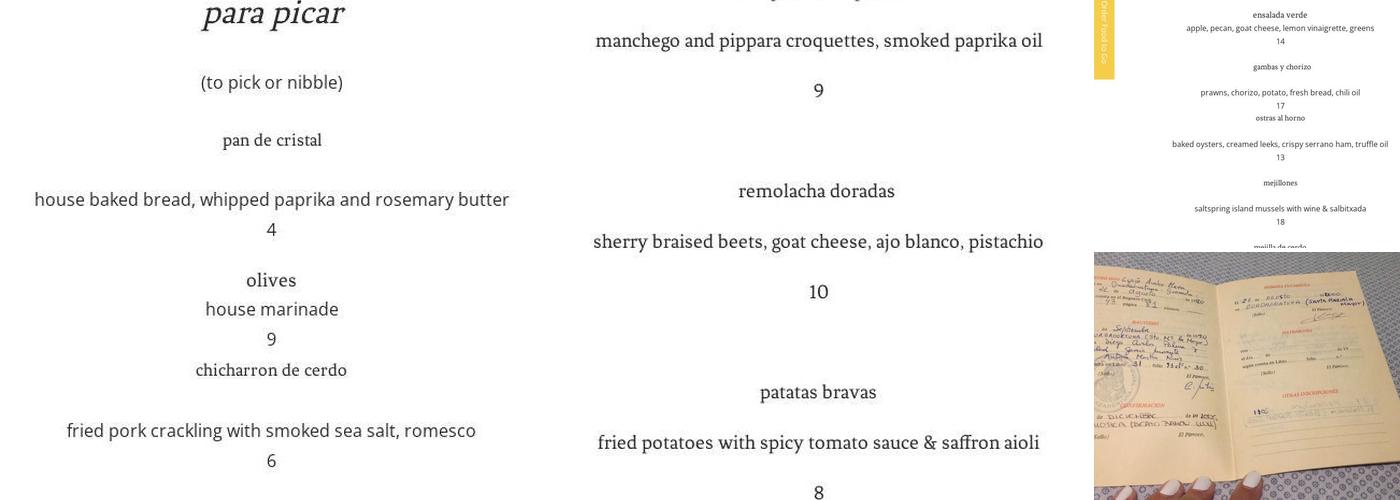 Perro Negro Taperia Menu