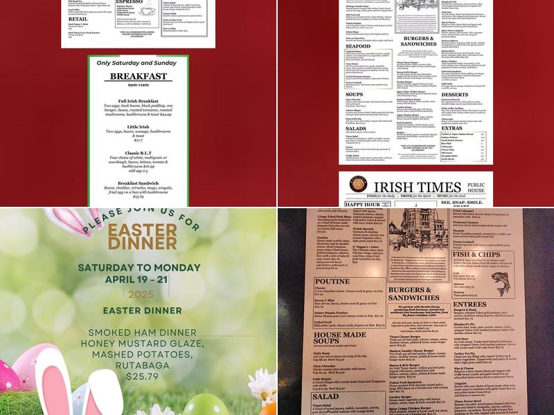 Irish Times Pub Menu