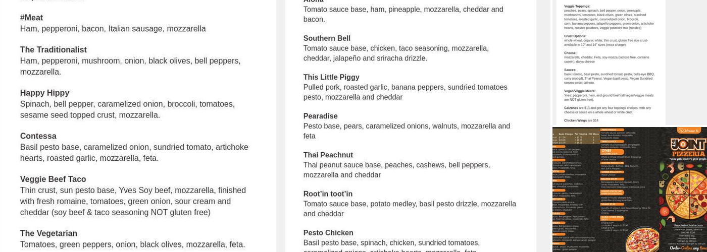 The Joint Pizzeria Menu