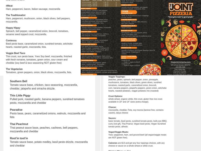 The Joint Pizzeria Menu