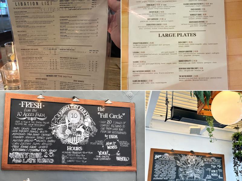 10 Acres Bistro Menu