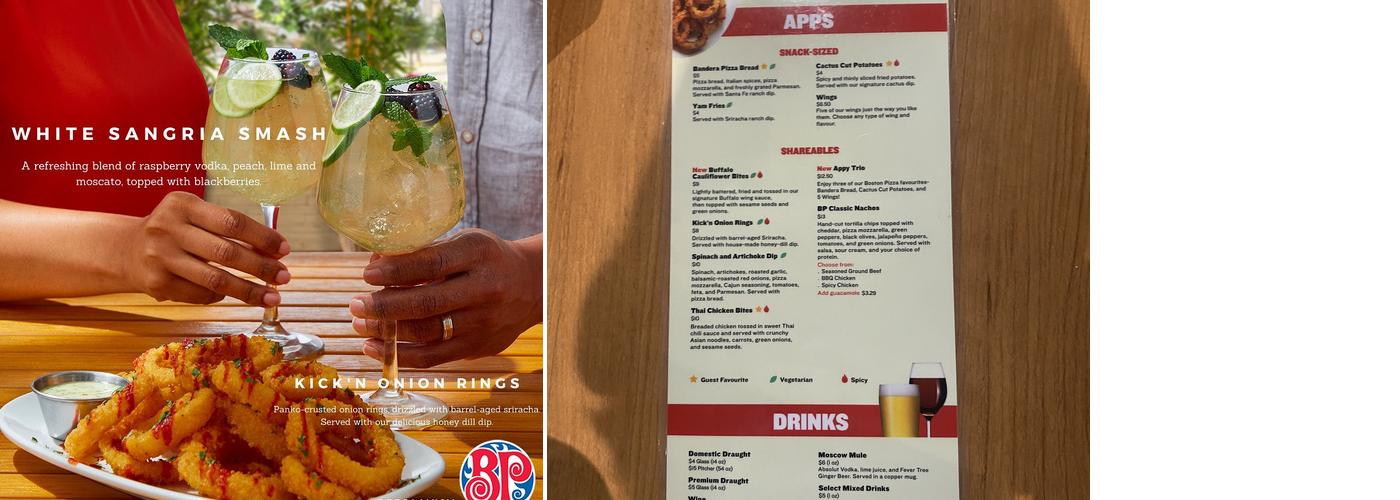 Boston Pizza Menu