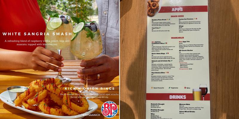 Boston Pizza Menu
