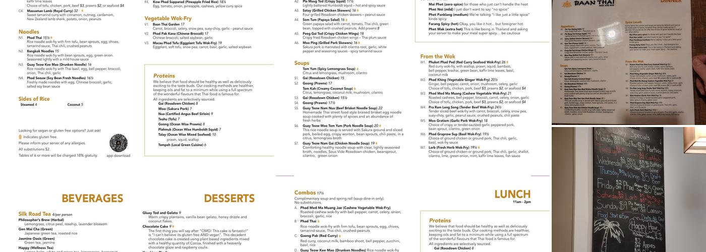 Baan Thai Wok & Bar Menu