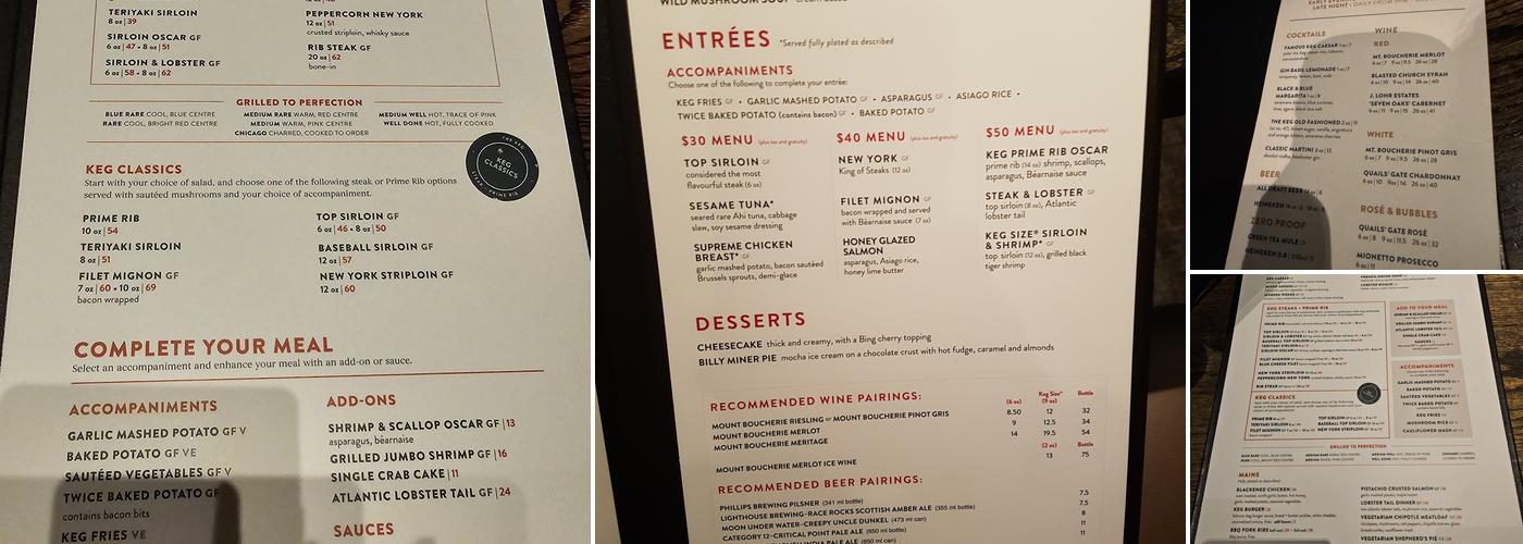 The Keg Steakhouse + Bar - Saanich Menu