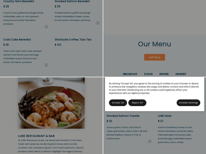 LURE Restaurant & Bar Menu