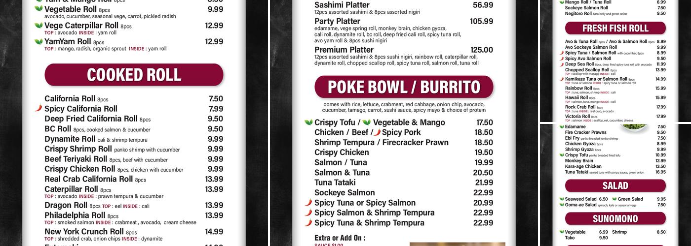 TOGO Sushi Menu