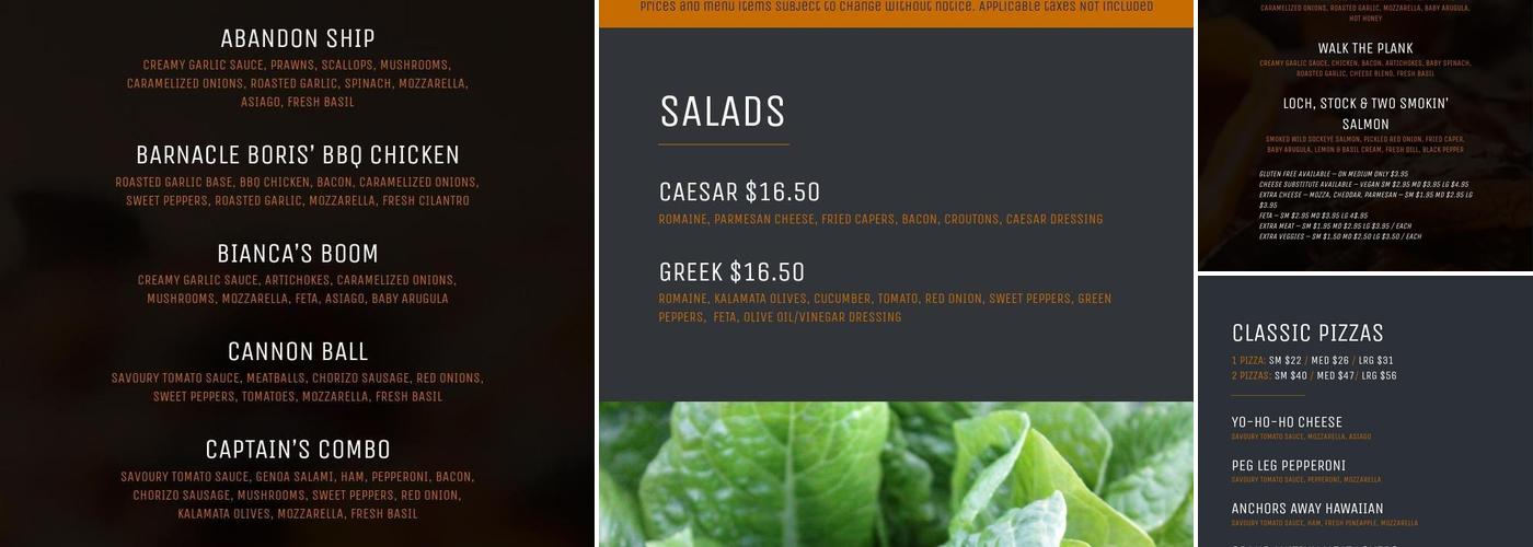 Pirate Pizza Co. Menu