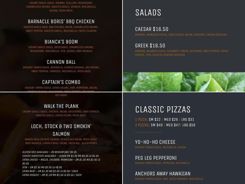Pirate Pizza Co. Menu