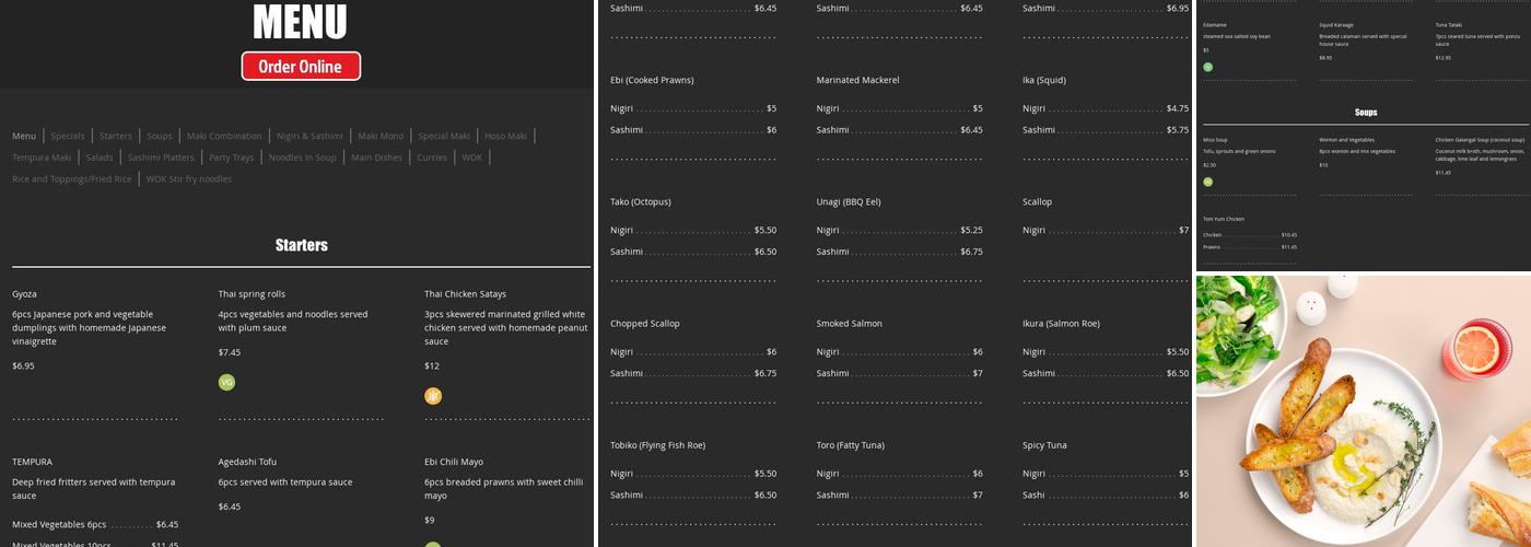 Kaiso Japanese and Thai Cuisine Menu