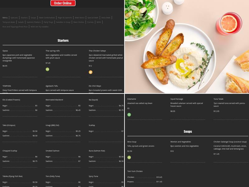 Kaiso Japanese and Thai Cuisine Menu