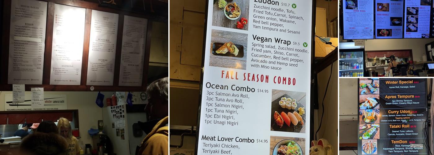 Samurai Sushi Whistler Menu