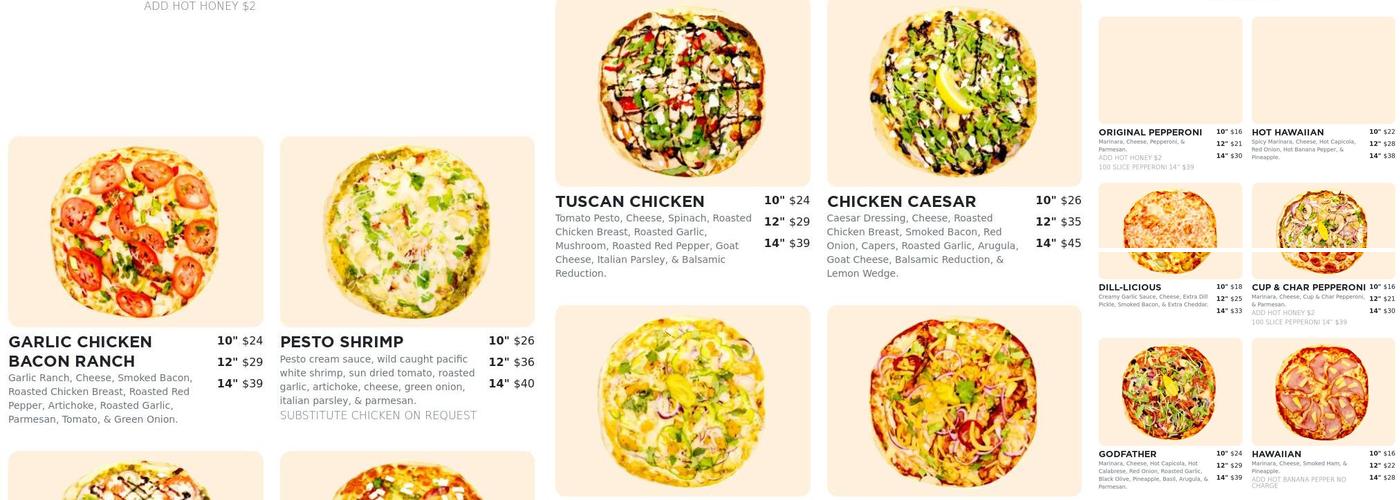 Emilio Finatti Pizzeria White Rock Menu