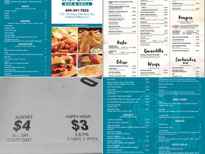 West Beach Bar & Grill Menu