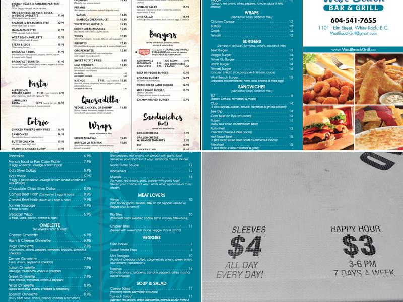 West Beach Bar & Grill Menu
