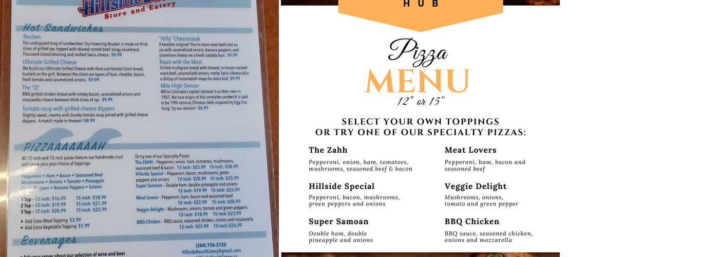Hillside Beach Store & Eatery Menu