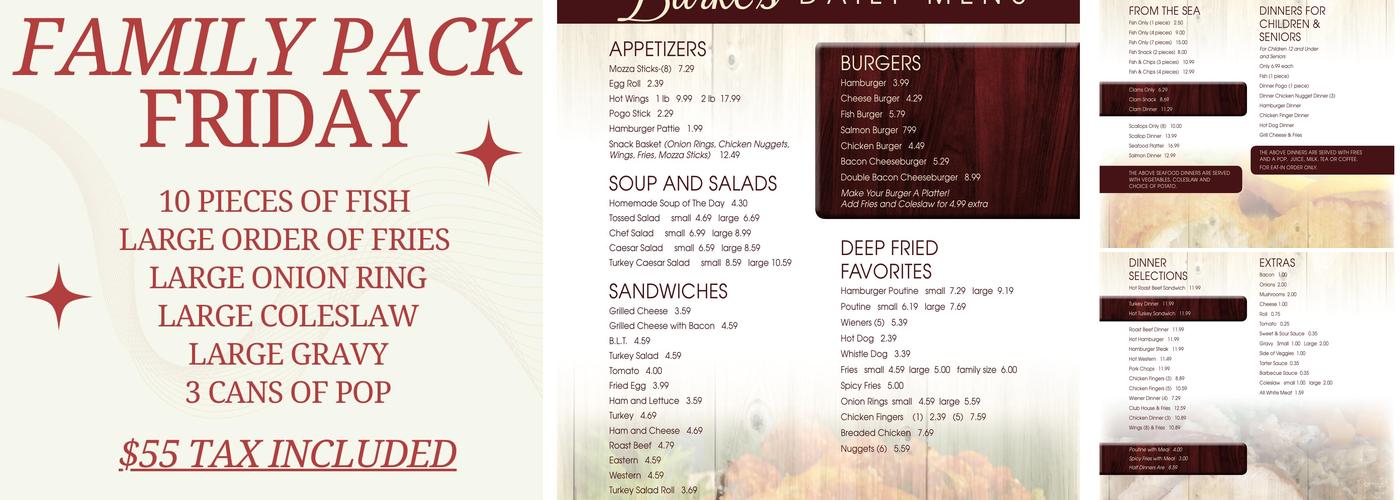 Burke's Diner Menu