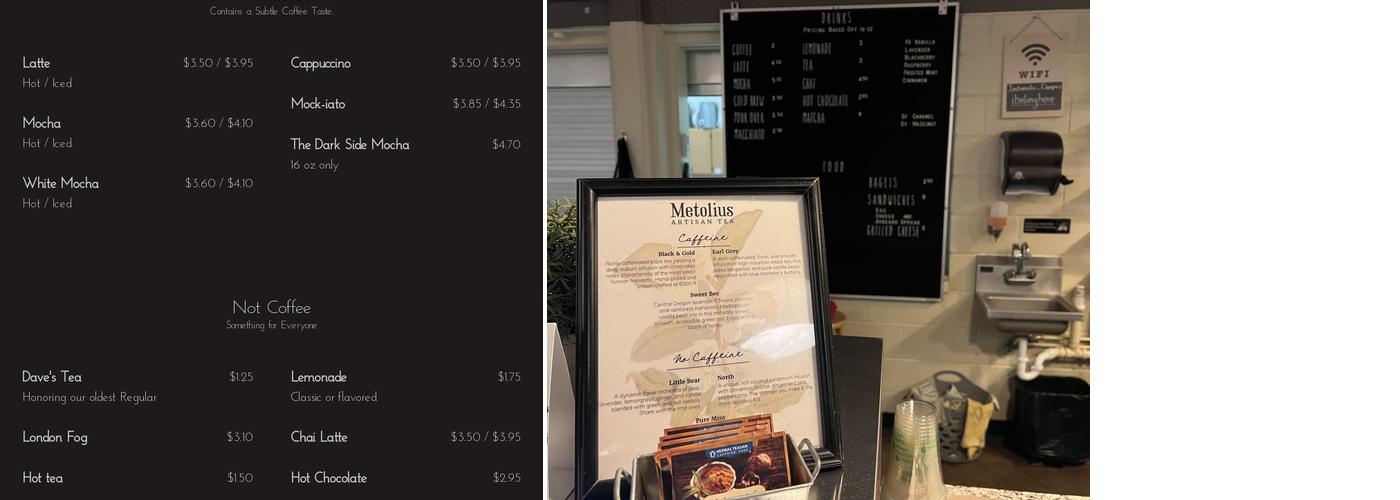 Coffee Underground Menu