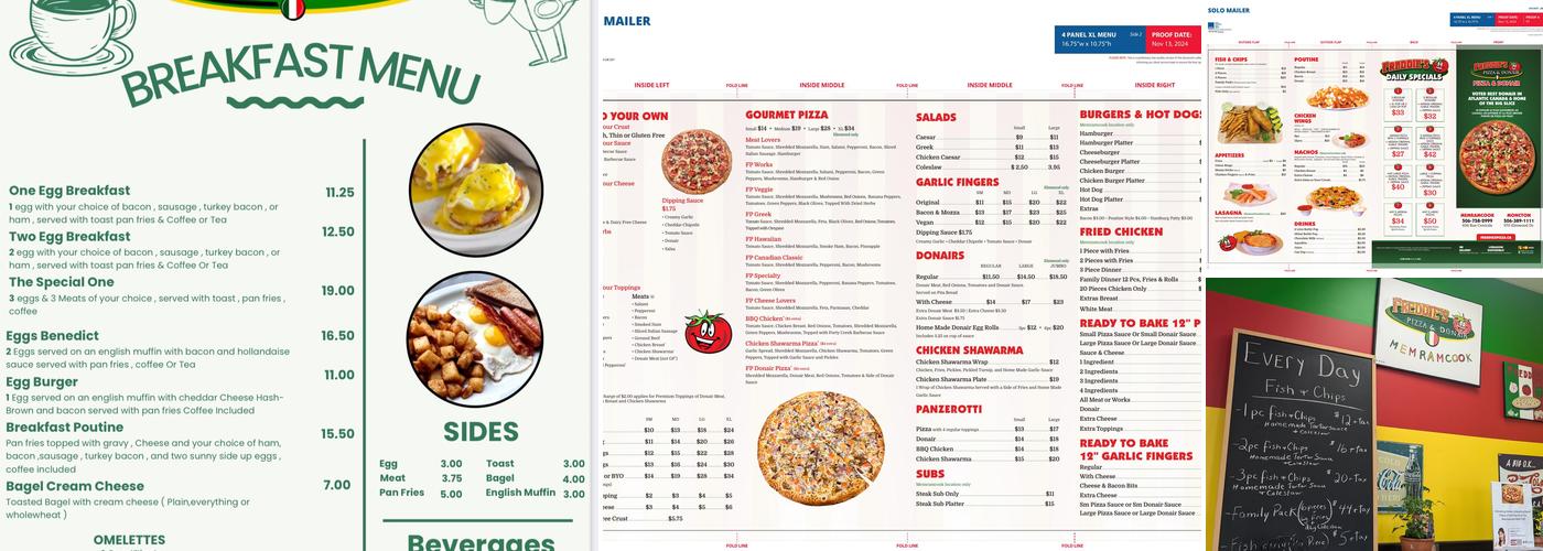 Freddie's Pizza - Memramcook Menu