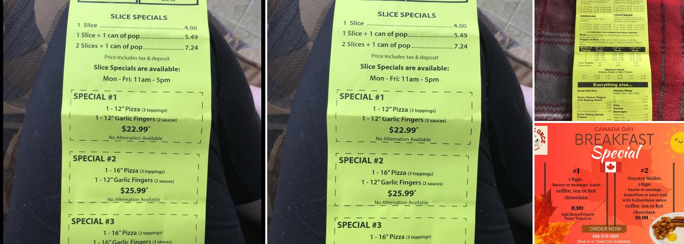 Pizza Twice - Nackawic Menu