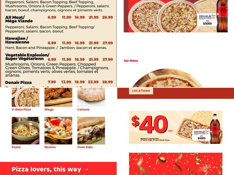 Pizza Shack Menu