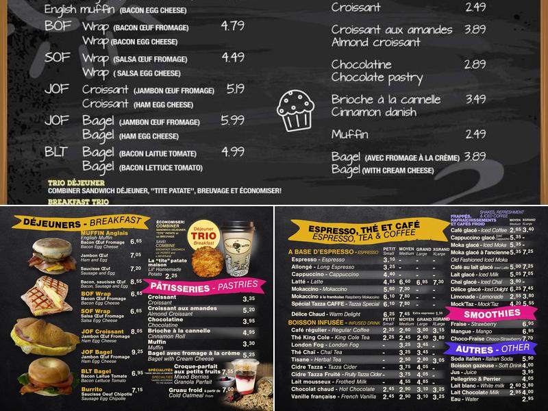 Tazza Caffé Menu