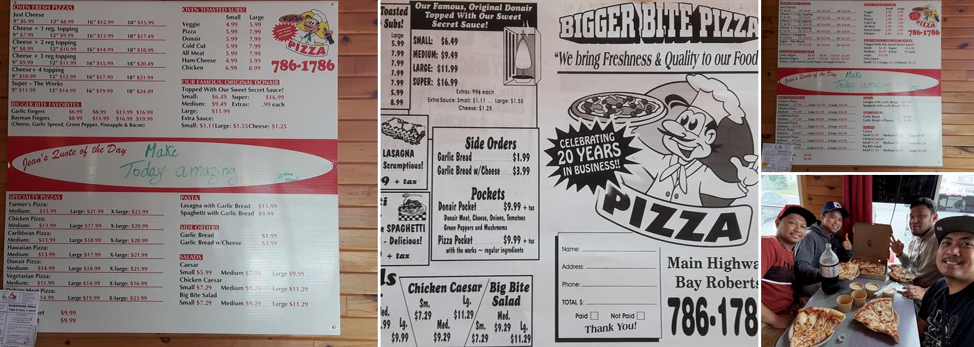 Bigger Bite Pizza Menu