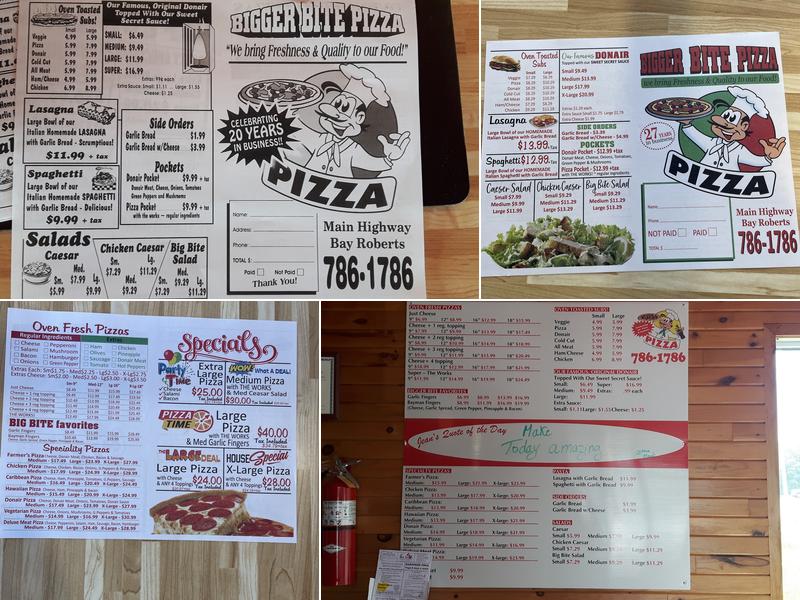 Bigger Bite Pizza Menu