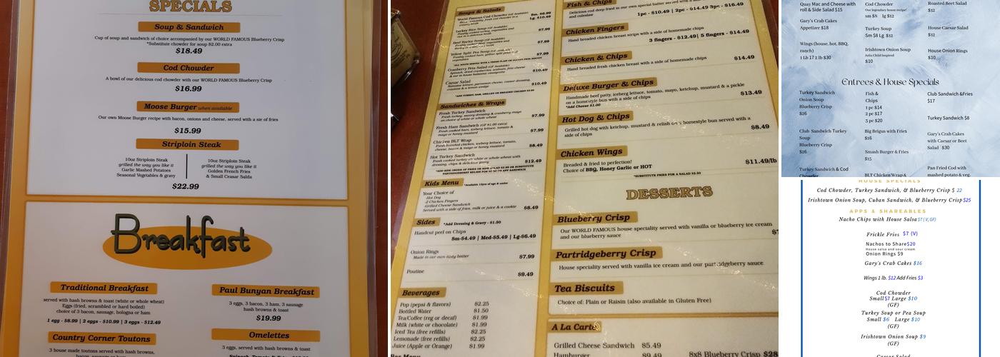 The Quay Restaurant Menu