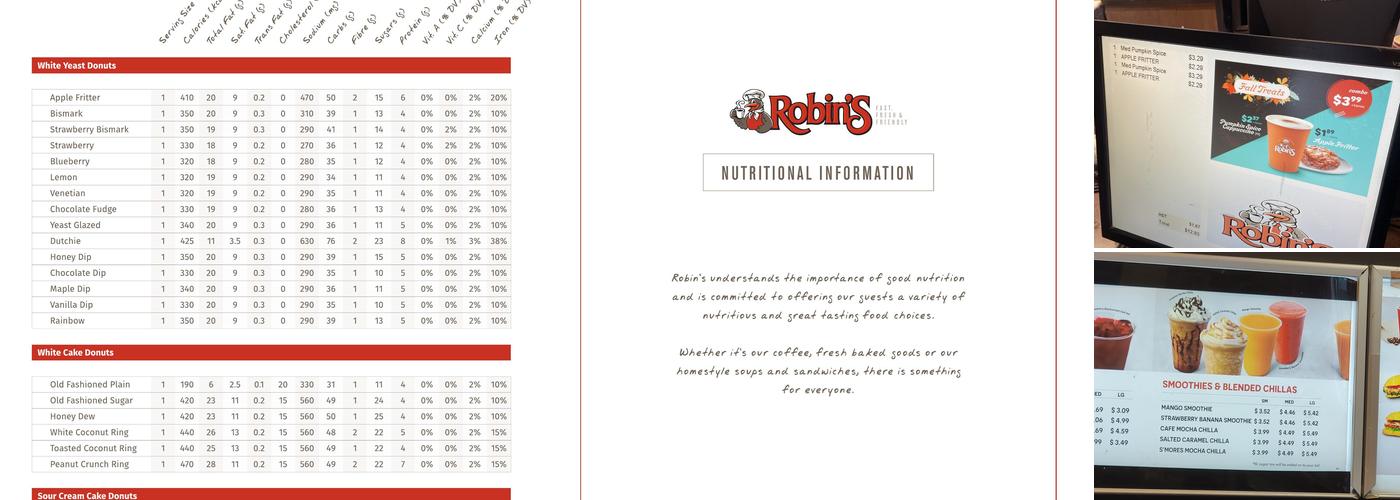 Robin's Donuts Menu