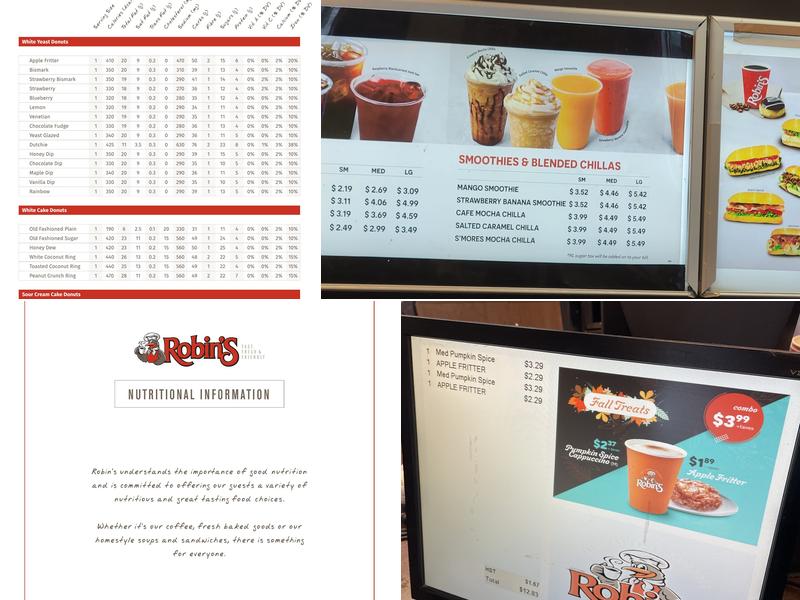 Robin's Donuts Menu