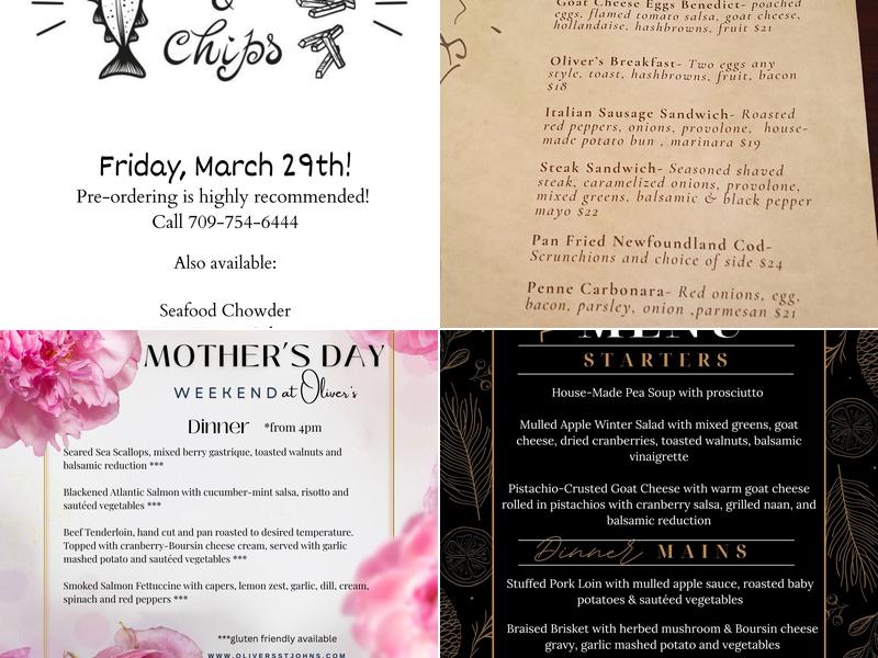 Oliver's Menu