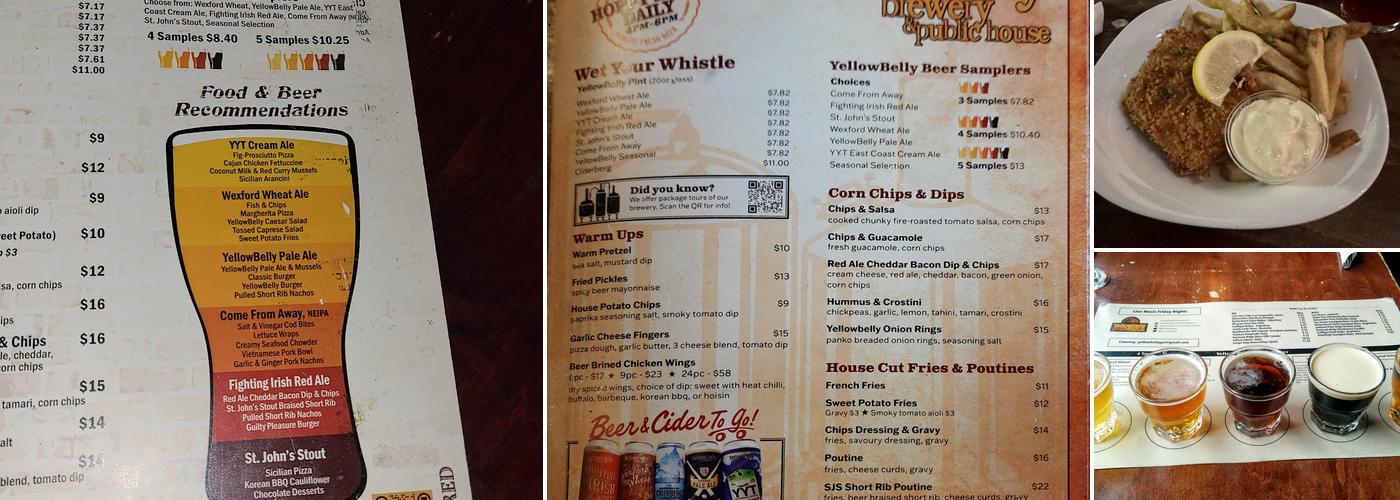 YellowBelly Brewery Menu