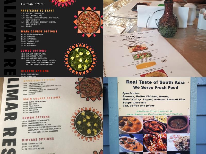 Shalimar Restaurant Menu