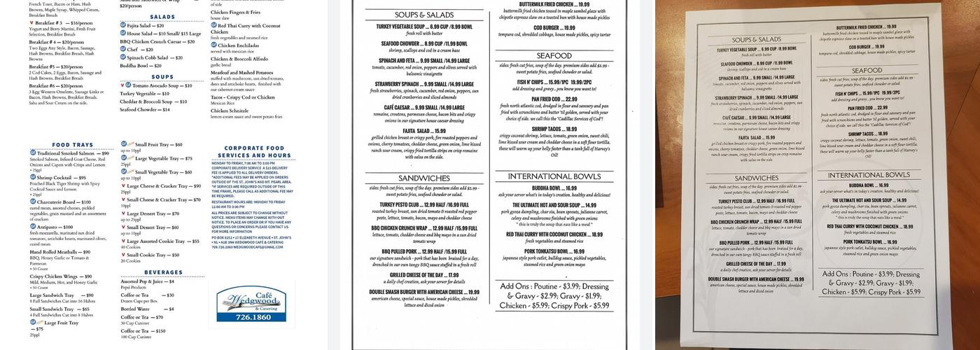Wedgwood Cafe & Catering Menu
