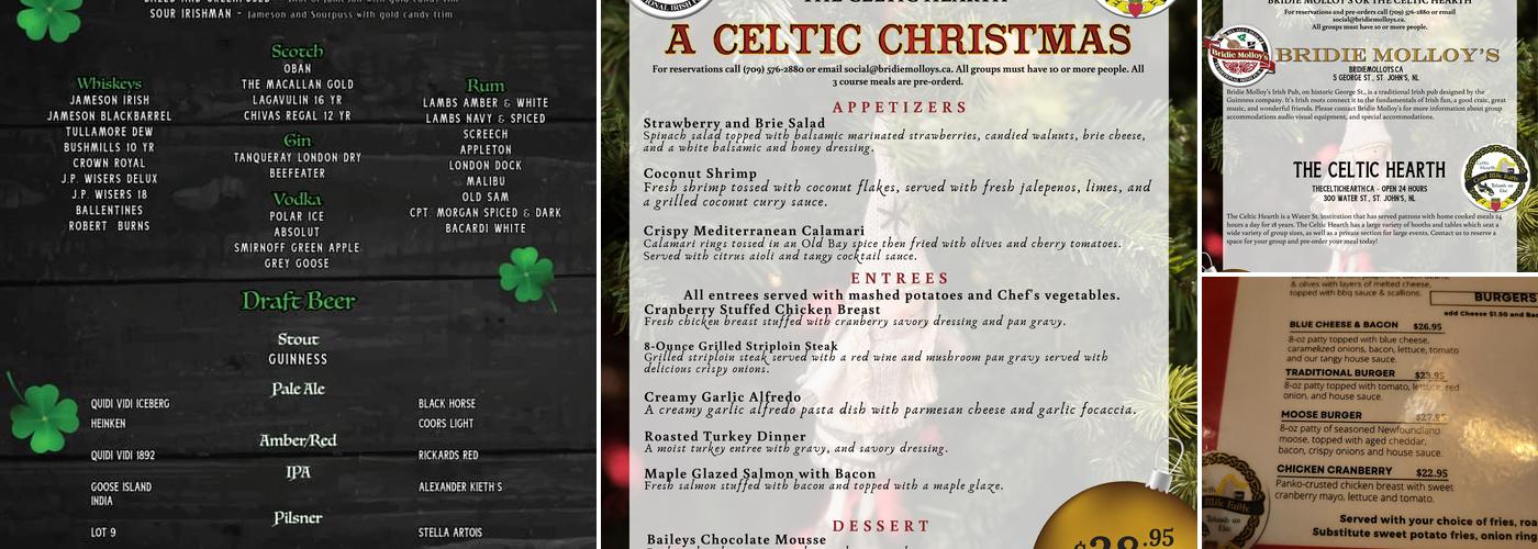 Bridie Molloy's Menu
